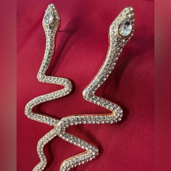 Earrings - Sparkling Serpent Statement, Dazzling & Bold - Picture 3 of 15